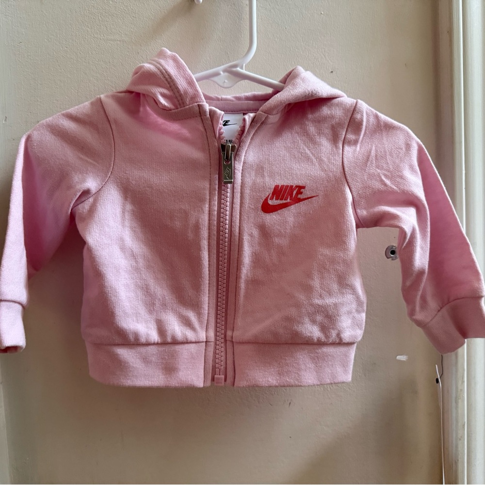 Nike Pink Toddler Zip-Up Hoodie with Red Logo
